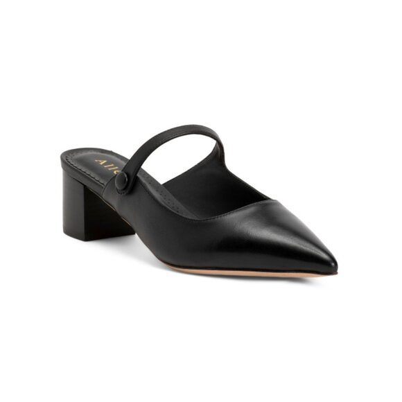 ALLEGRA JAMES Black Leather Leather Tomia Pointy Toe Heels